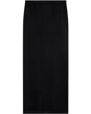 Pinko Rear Slit Long Satin Skirt - Black