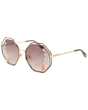Chloé Octagonal Metal-Frame Sunglasses - White