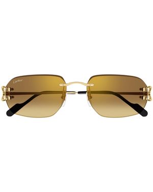 Cartier Rimless Rectangular Sunglasses - Metallic