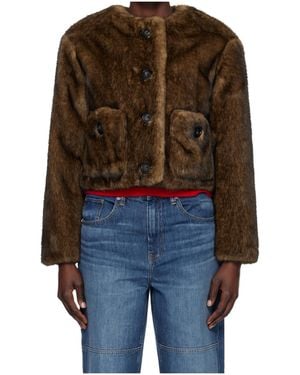 Marc Jacobs Teddy Cropped Faux Fur Casual Jacket - Blue