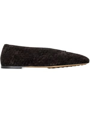 Bottega Veneta Textured Flat Sole Slip-On Shoes - Black