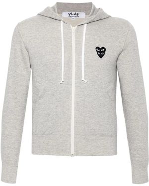 COMME DES GARÇONS PLAY Mélange-Effect Cotton Hoodie - Gray