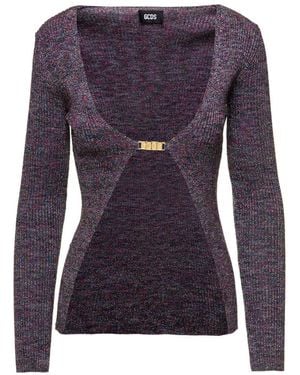 Gcds Glittered V-Neck Cardigan - Blue