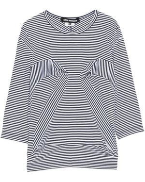 Junya Watanabe Crewneck Striped Panelled T-Shirt - Blue