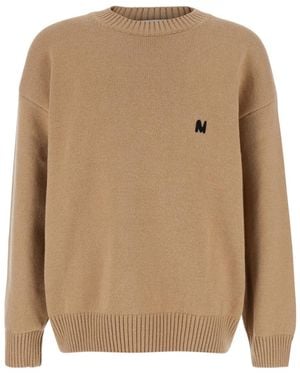 MSGM Logo-Embroidered Crew-Neck Jumper - Brown