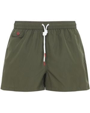 Kiton Elastic Drawstring Waist Swim Shorts - Green