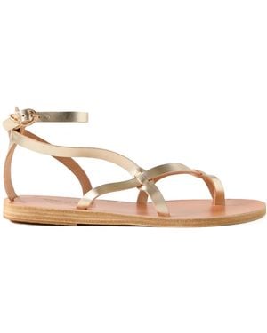 Ancient Greek Sandals Round-Toe Flat Sandals - Metallic
