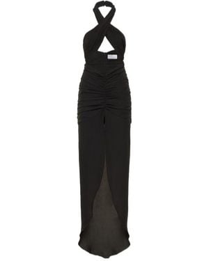 GIUSEPPE DI MORABITO Crepe De Chine Cut Out Long Dress - Black