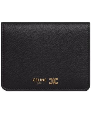 Celine Bi-Fold Card Holder Triomphe Stamp - Black