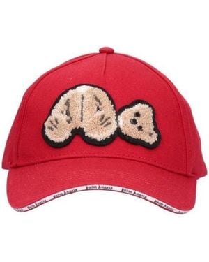 Palm Angels Teddy Bear-Appliqué Cap - Red