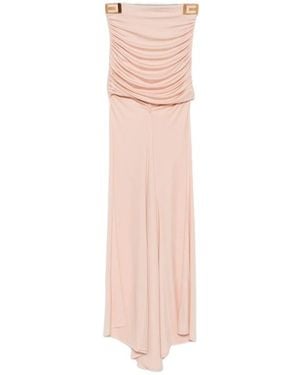 Elisabetta Franchi Ruched Logo-Plaque Asymmetric Skirt - Pink