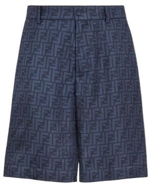 Fendi Ff Jacquard Bermuda Shorts - Blue