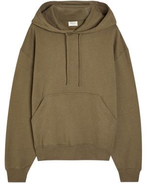 Saint Laurent Logo-Embroidered Hooded Cotton Sweatshirt - Green
