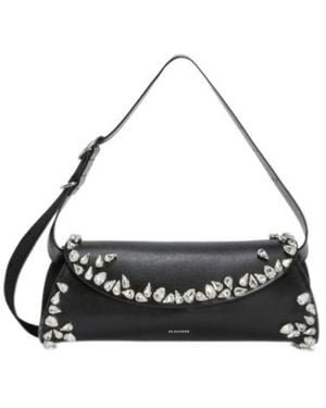 Jil Sander Small Cannolo Crystal Shoulder Bag - Black