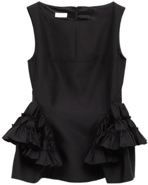Dries Van Noten Sleeveless Ruffled Top - Black