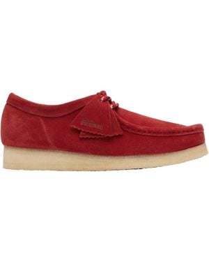 Clarks Wallabee Derby Shoes - Red