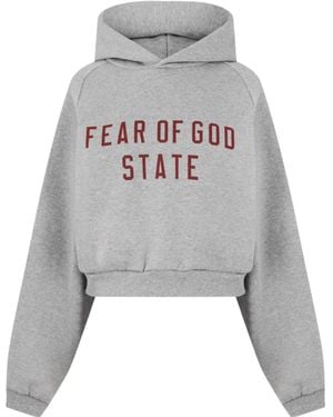 Fear Of God Logo Hooded Sweatshirt - Grey