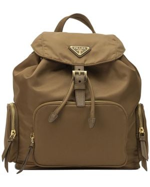 Prada Buckle Zip-Fastening Backpack - Brown