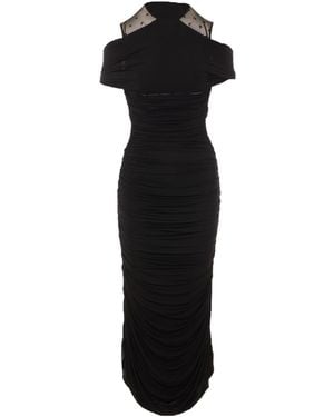Marine Serre Semi-Sheer Long Dresses - Black