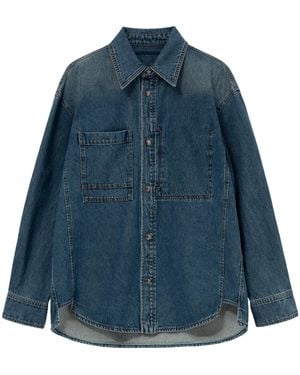 WOOYOUNGMI Floral Embroidered Denim Shirt - Blue