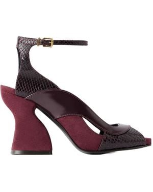 Zimmermann Python-Effect Leather And Suede Sandals - Purple