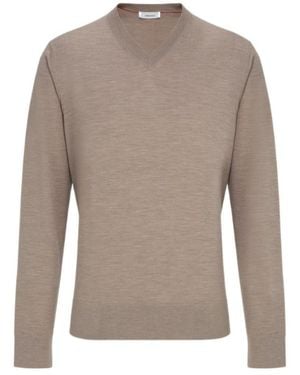 Ferragamo Ferragamo V-Neck Knitted Jumper - Grey