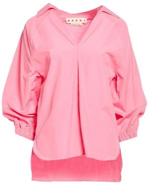 Marni V-Neck Loose Long-Sleeve Top - Pink