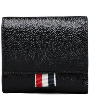 Thom Browne Rwb Stripe Folded Wallet - Black