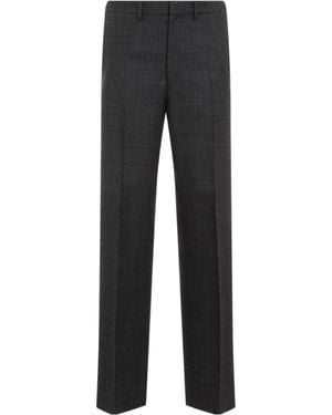 Prada Prince Of Wales Mid-Rise Checked Trousers - Black