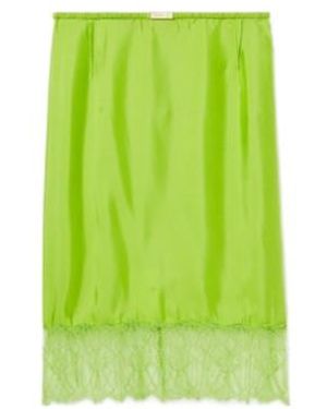 Gucci Floral Lace Twill Skirt - Green