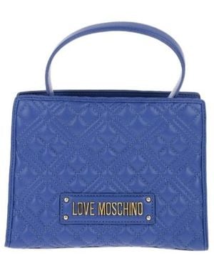 Moschino Quilted Logo-Plaque Tote Bag - Blue