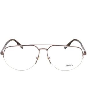 ZEGNA Double Bridge Aviator Frame Glasses - Natural