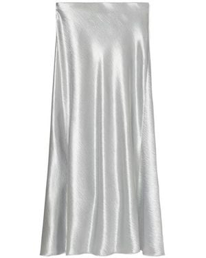 Tory Burch Satin Midi Skirt - Gray