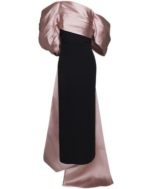 Solace London Offtheshoulder Draped Crepe And Satintwill Gown - Multicolor