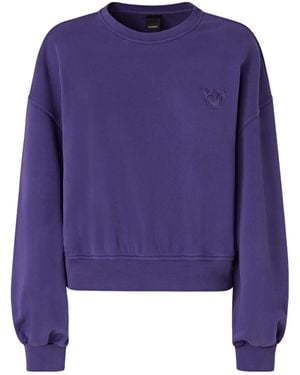 Pinko Embroidered-Logo Cotton Sweatshirt - Purple