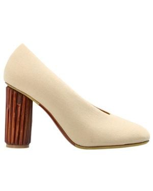 Moschino Sculpted Block-Heel Court Shoes - Natural