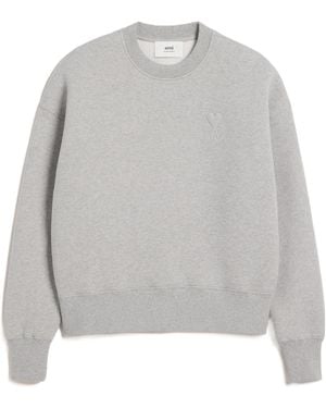 Ami Paris Ami De Coeur Long-Sleeved Crewneck Sweatshirt - Grey