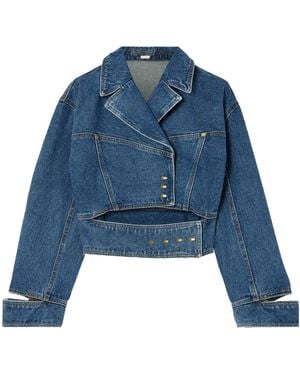 Cult Gaia Georgia Cutout Denim Jacket - Blue