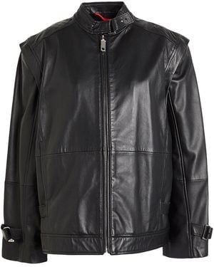 MAX&Co. Solid Color Leather Jacket - Black