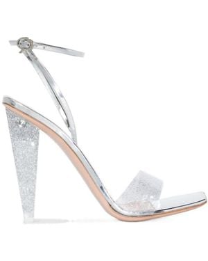 Gianvito Rossi Odyssey 150Mm Glitter-Embellished Sandals - White