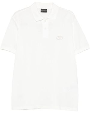 Emporio Armani Logo Embroidered Short-Sleeved Polo Shirt - White