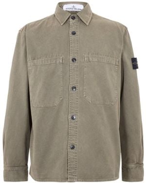 Stone Island Button Overshirt - Green