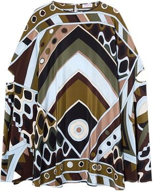 PUCCI Pucci Vivara Print Crewneck Kaftan Dress - Black