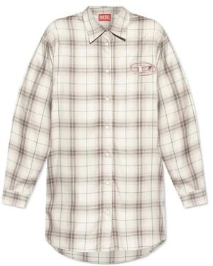 DIESEL D-Dalis-Q1 Checked Shirt Dress - White