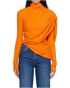 Mugler Cascade Sleeves Top - Orange
