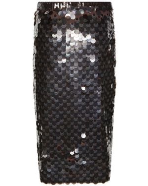 P.A.R.O.S.H. Sequin Midi Skirt - Black