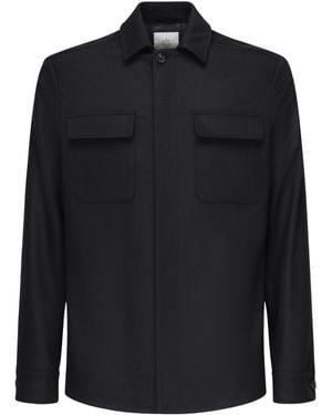 Eleventy Wool Pocketed Shirt - Blue