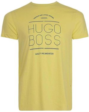 BOSS T-Shirt With Round Neck And Short Sleeves - Yellow