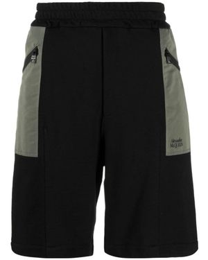 McQueen Two-Tone Elasticated Track Shorts - Black