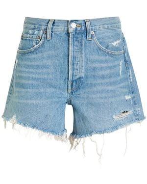 Agolde Distressed Denim Shorts - Blue